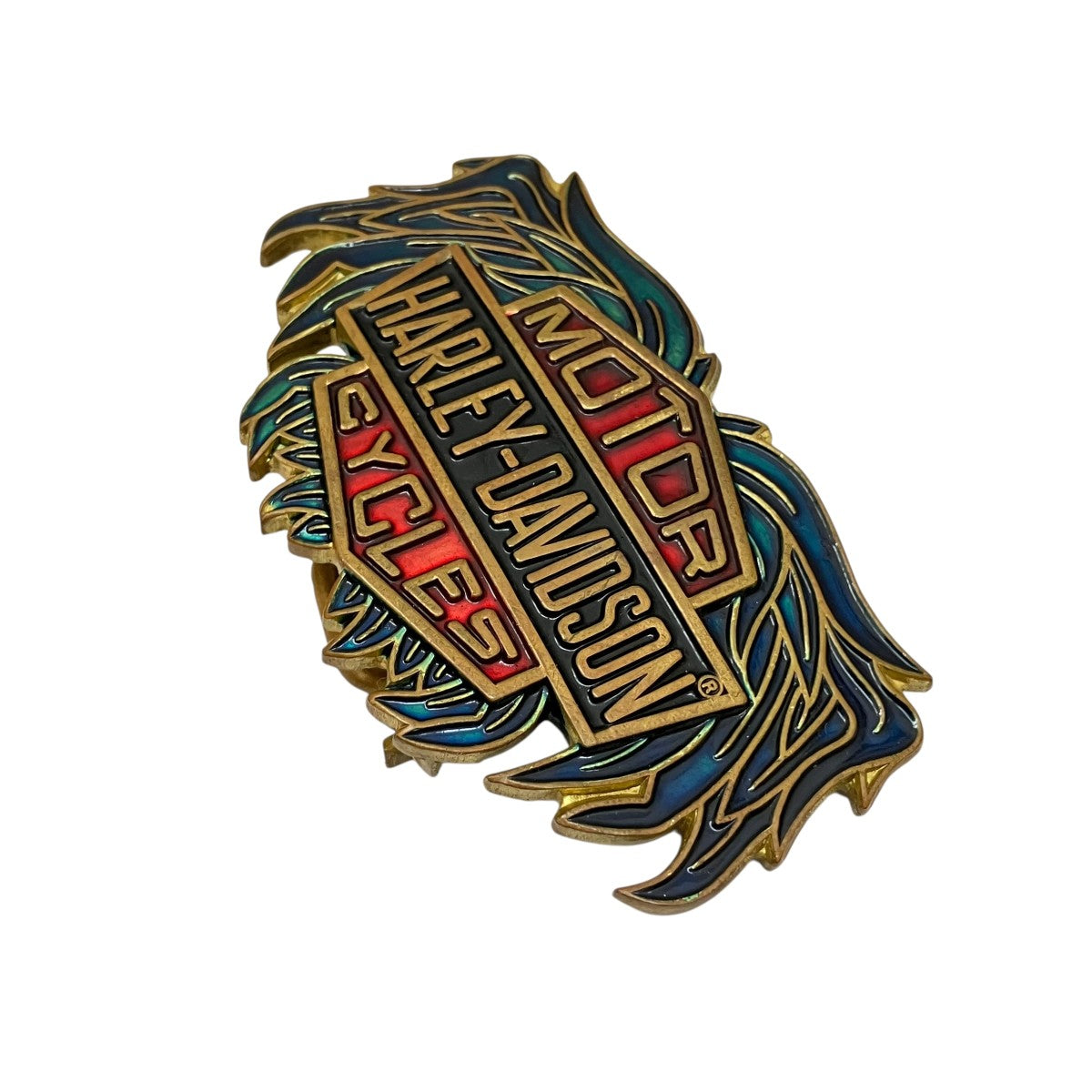 Harley-Davidson 90-00s Belt Buckle Bronze/Blue - Pre-owned
