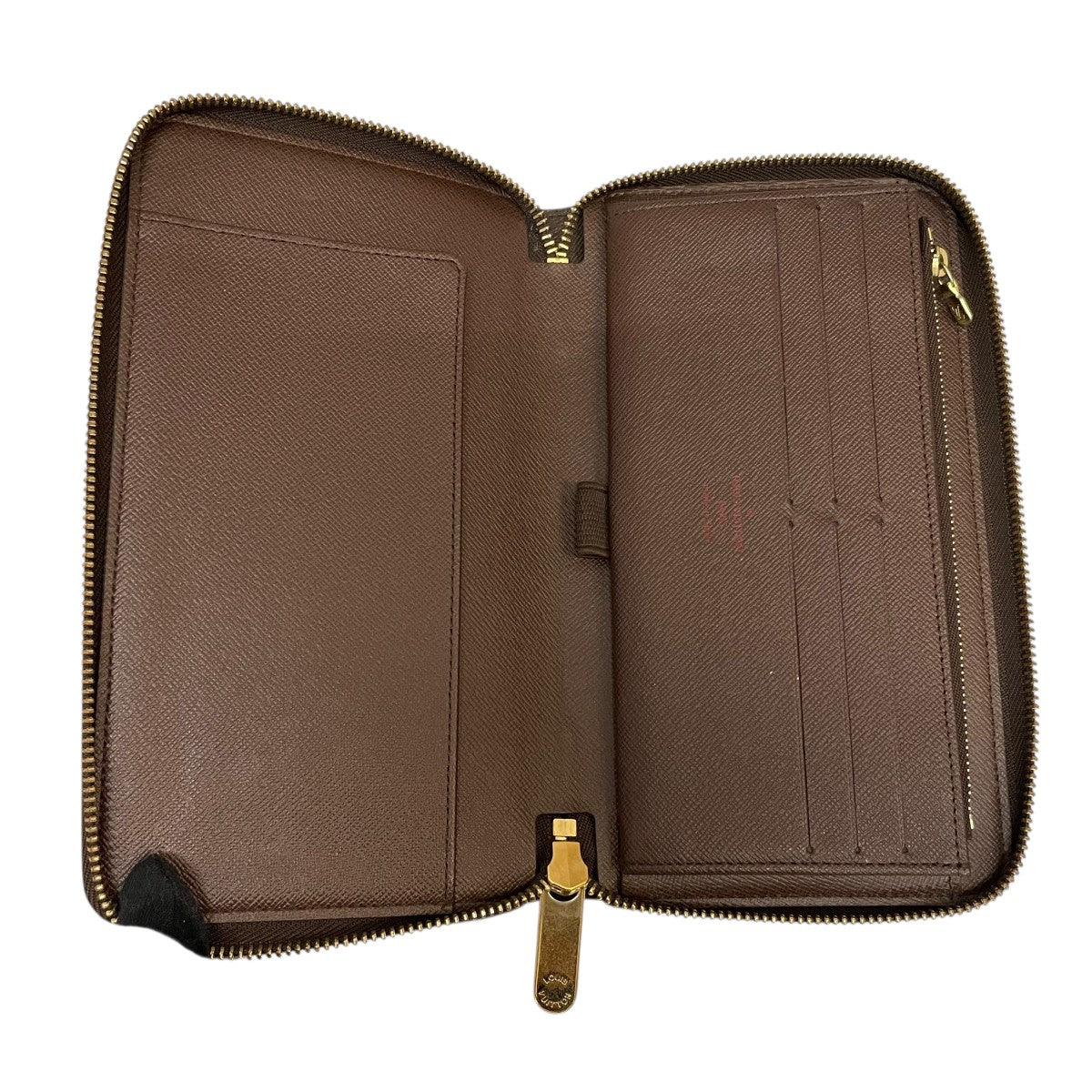 Louis Vuitton Damier Zippy Organizer Round Zipper Wallet Brown - Pre-owned