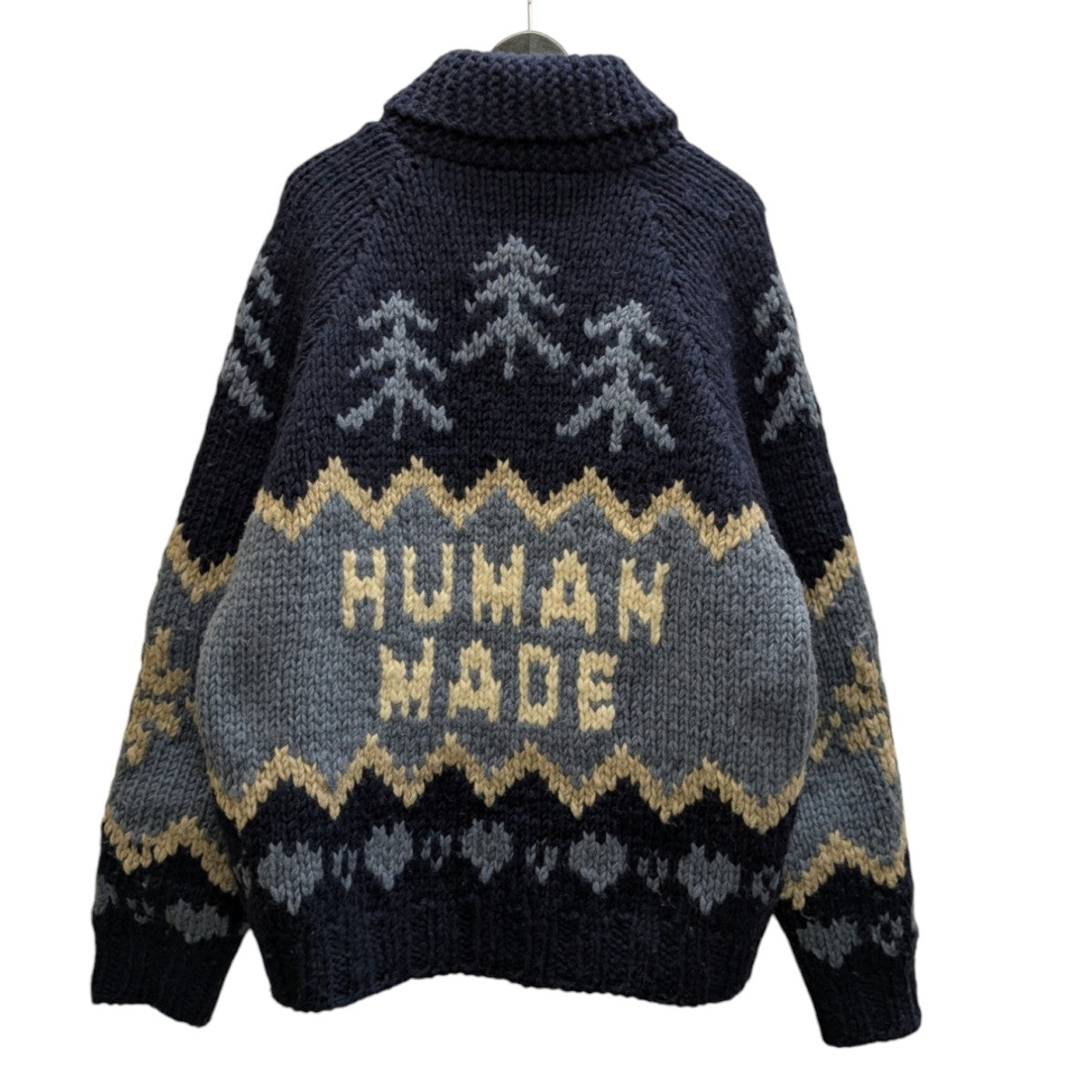 Human Made Polar Bear Cowichan Knit Cardigan Navy - Pre-owned
