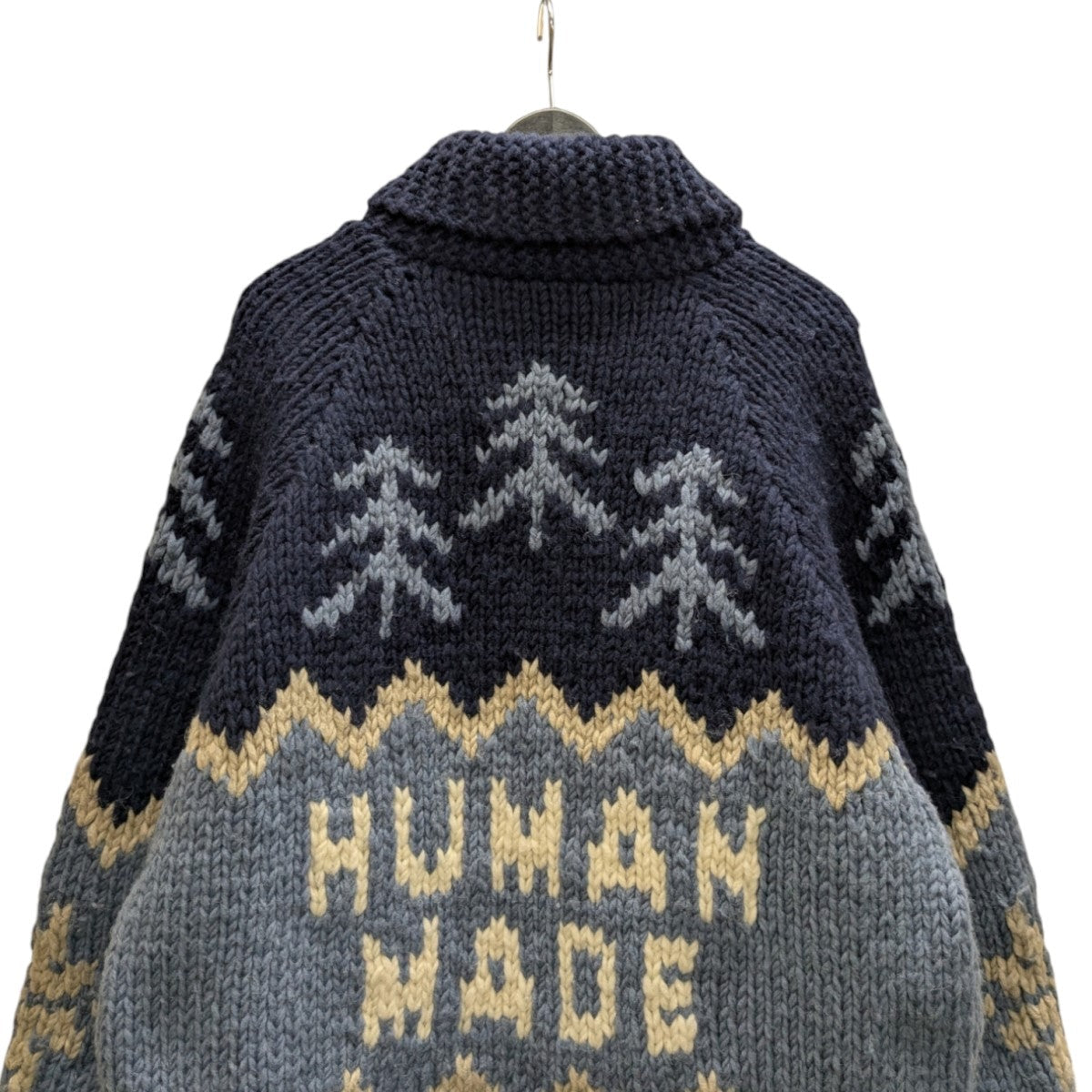 Human Made Polar Bear Cowichan Knit Cardigan Navy - Pre-owned