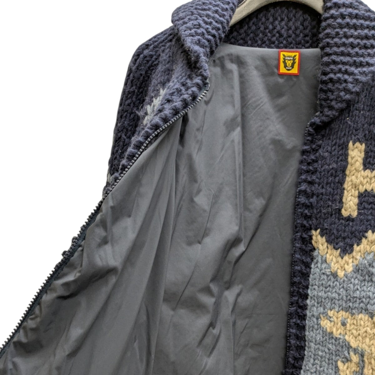 Human Made Polar Bear Cowichan Knit Cardigan Navy - Pre-owned