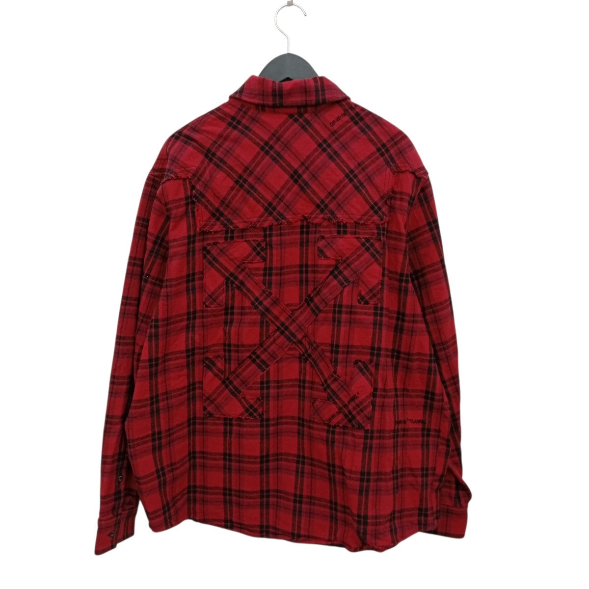Off-White Arrow Patched Flannnel Check Oversized Shirt Red - Pre-owned