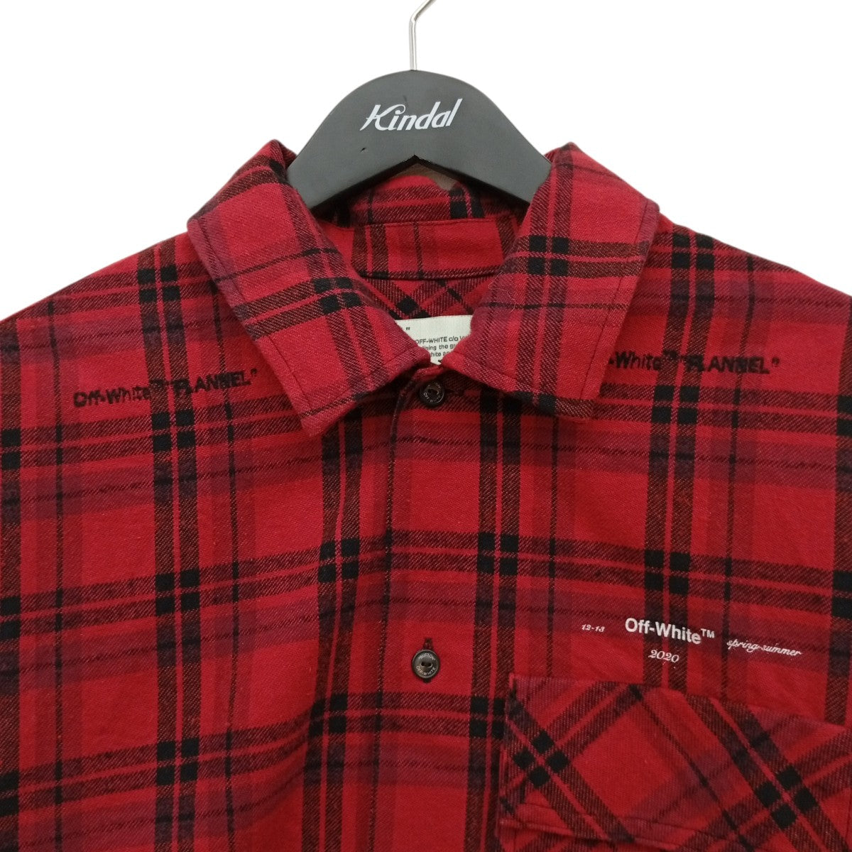 Off-White Arrow Patched Flannnel Check Oversized Shirt Red - Pre-owned