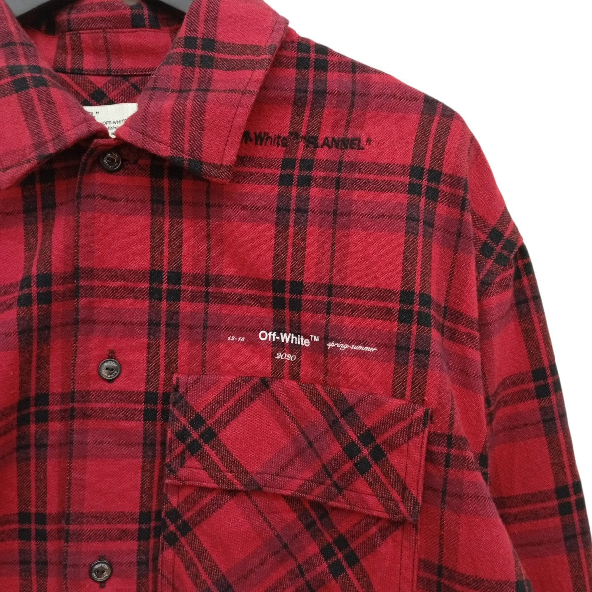 Off-White Arrow Patched Flannnel Check Oversized Shirt Red - Pre-owned