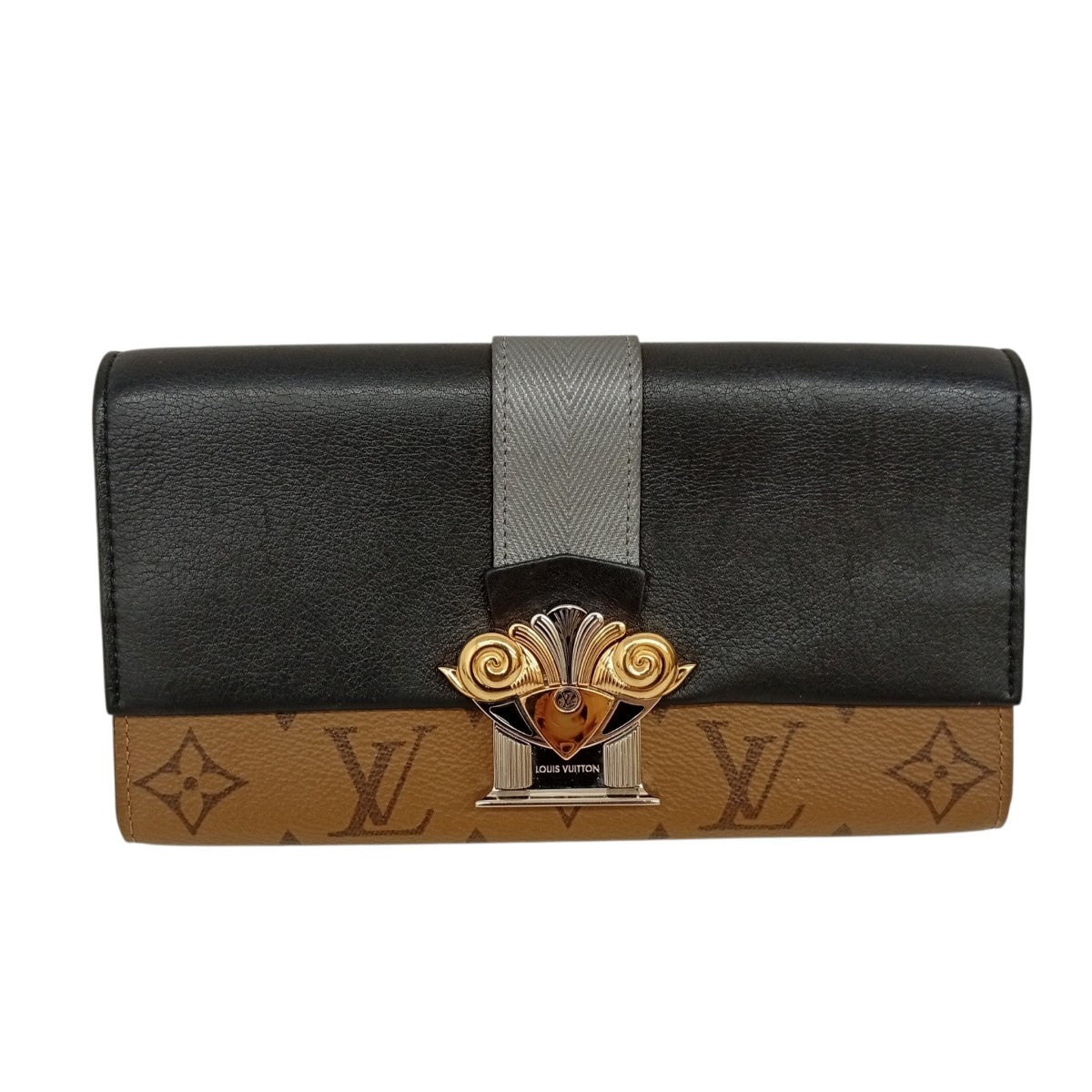 Louis Vuitton Portefeuil Sarah Long Wallet Black / Brown - Pre-owned