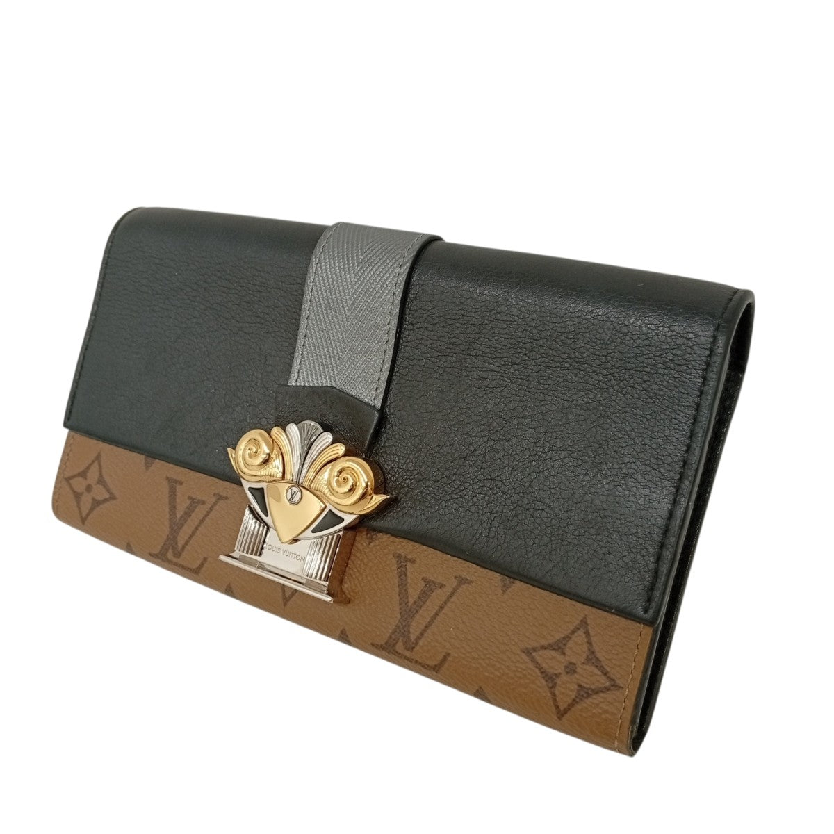 Louis Vuitton Portefeuil Sarah Long Wallet Black / Brown - Pre-owned