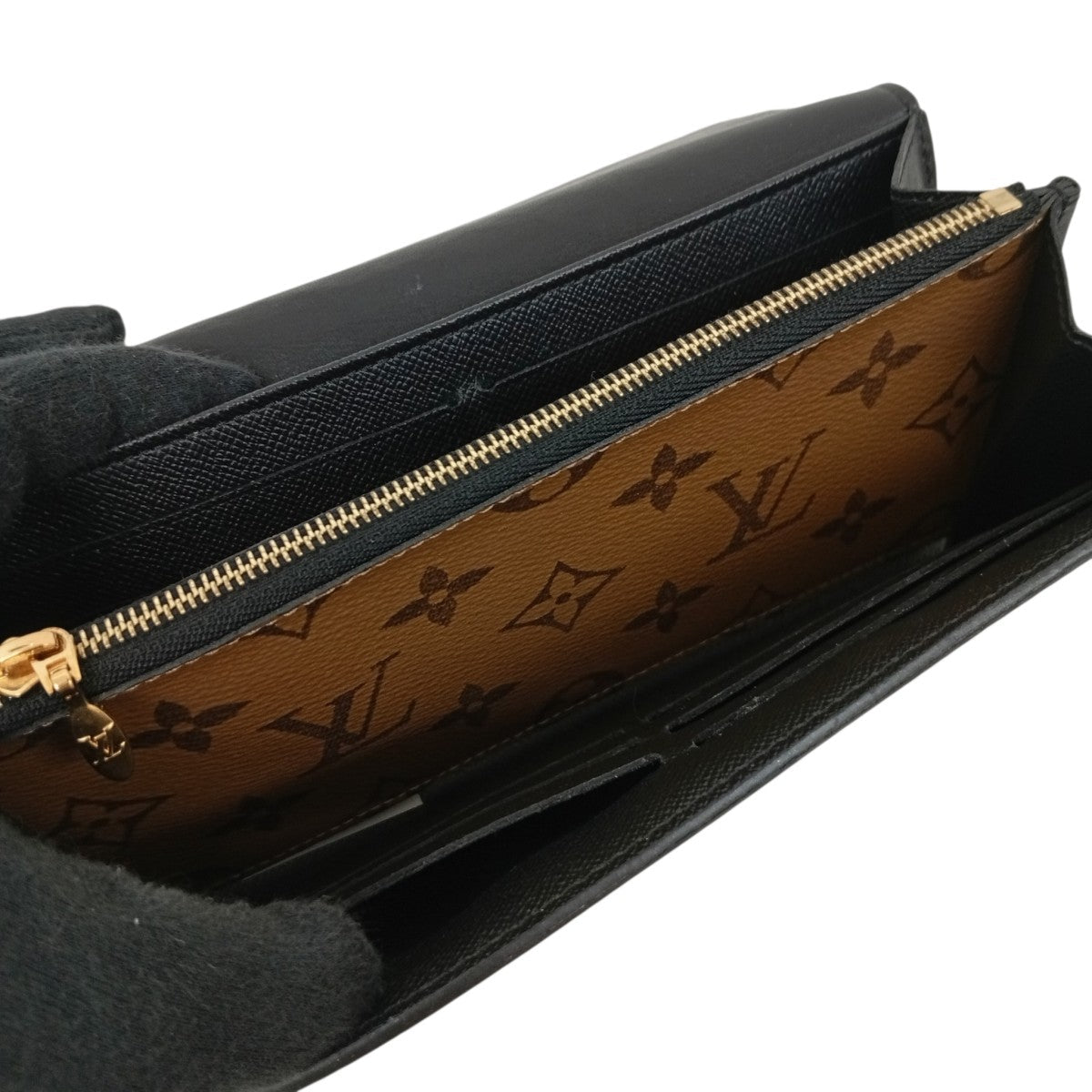 Louis Vuitton Portefeuil Sarah Long Wallet Black / Brown - Pre-owned