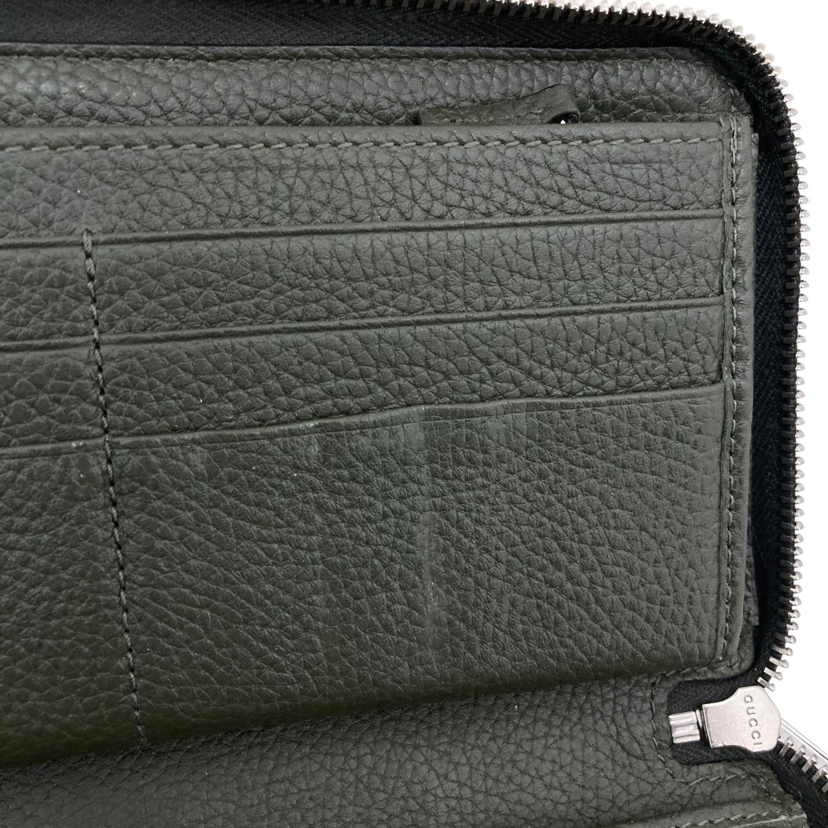 Gucci Jumbo GG Zippy Wallet Long Wallet Green - Pre-owned