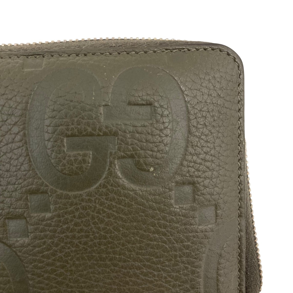 Gucci Jumbo GG Zippy Wallet Long Wallet Green - Pre-owned