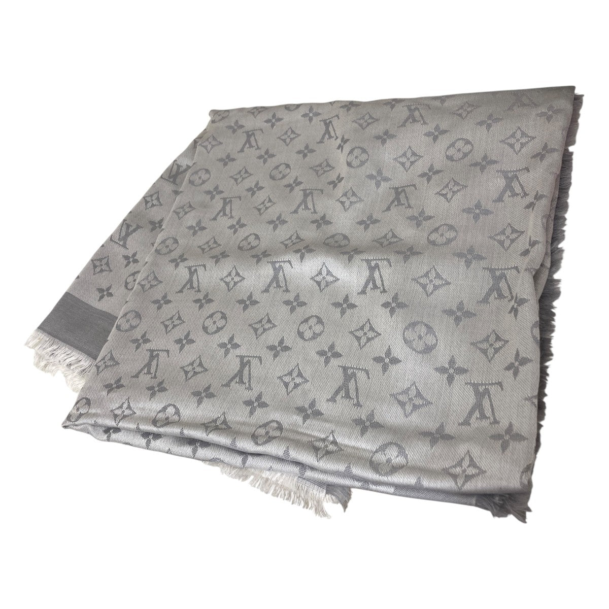 Louis Vuitton Shawl Monogram Denim Griperle Stole Silver - Pre-owned