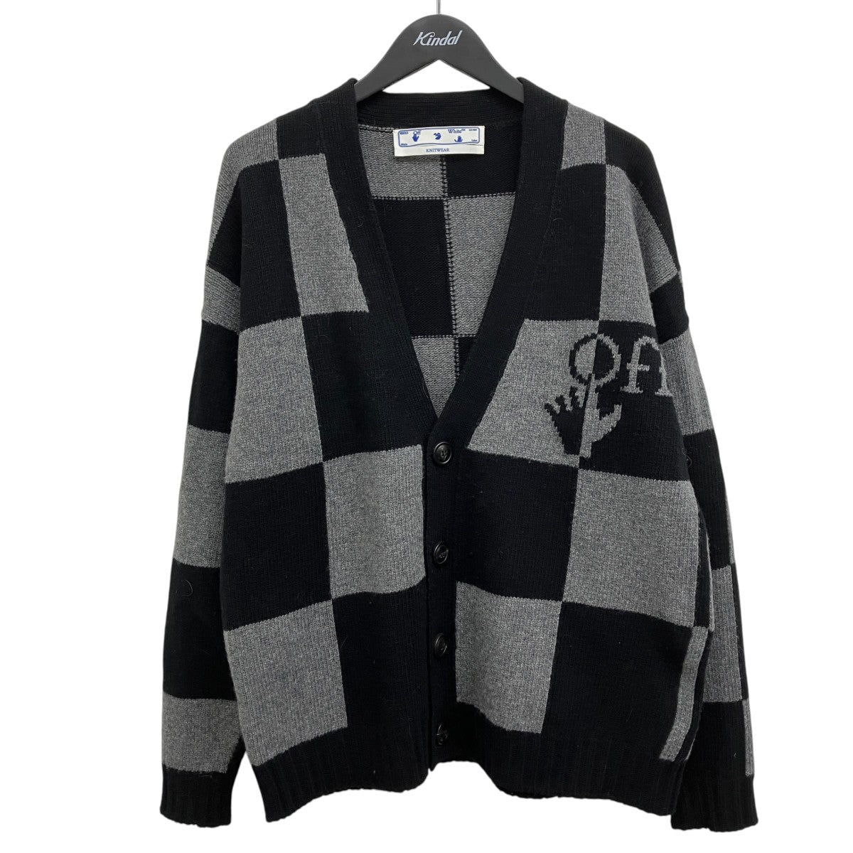Off-White Check Wool Cardigan Gray/Black - Pre-owned