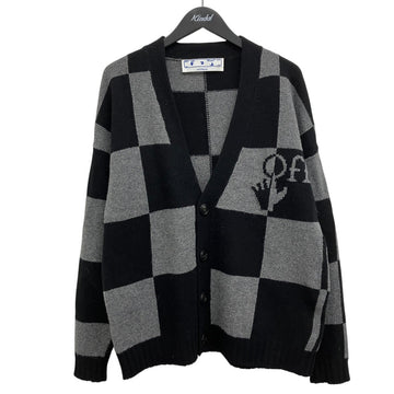 Off-White Check Wool Cardigan Gray/Black - Pre-owned
