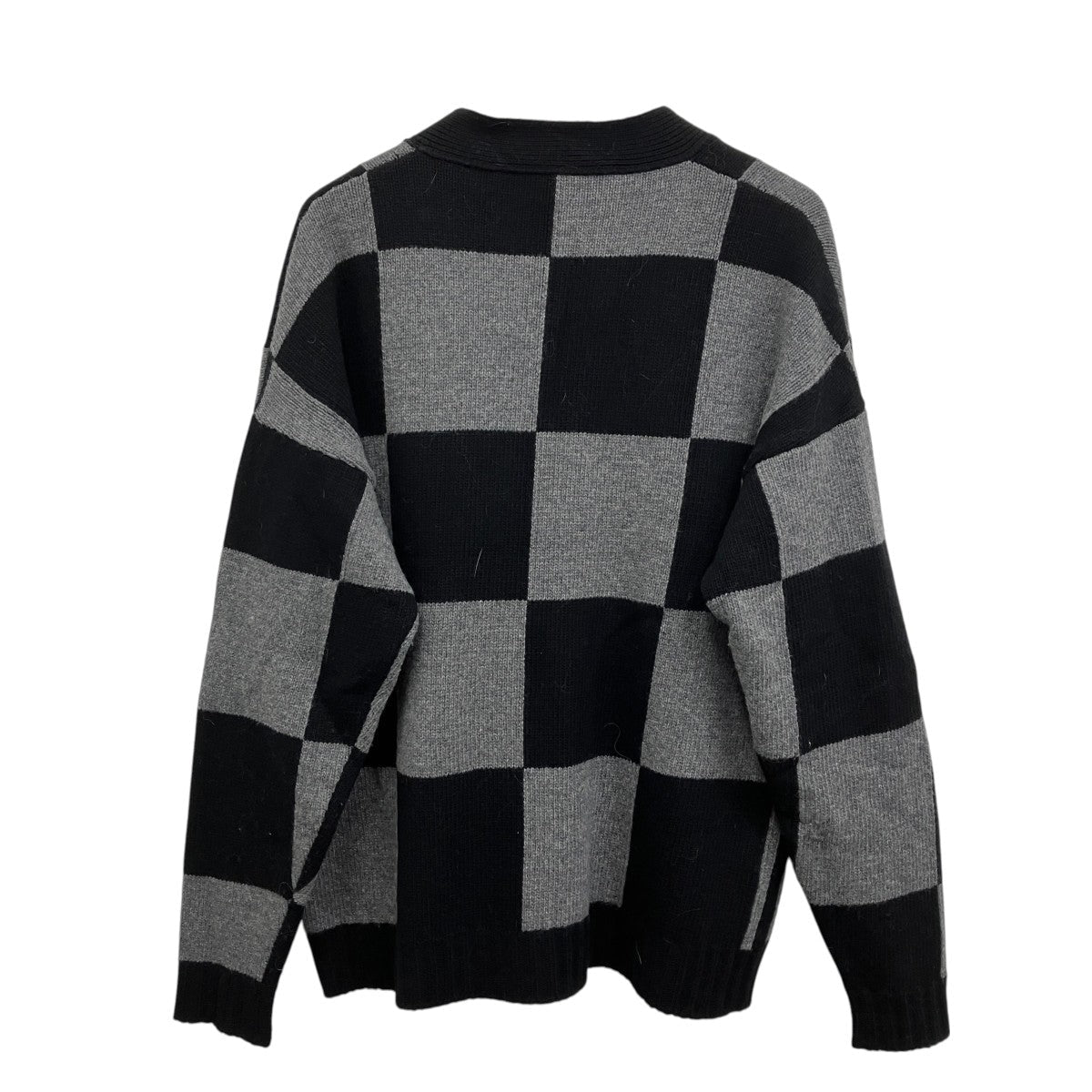 Off-White Check Wool Cardigan Gray/Black - Pre-owned