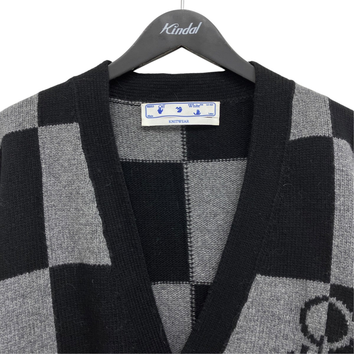 Off-White Check Wool Cardigan Gray/Black - Pre-owned