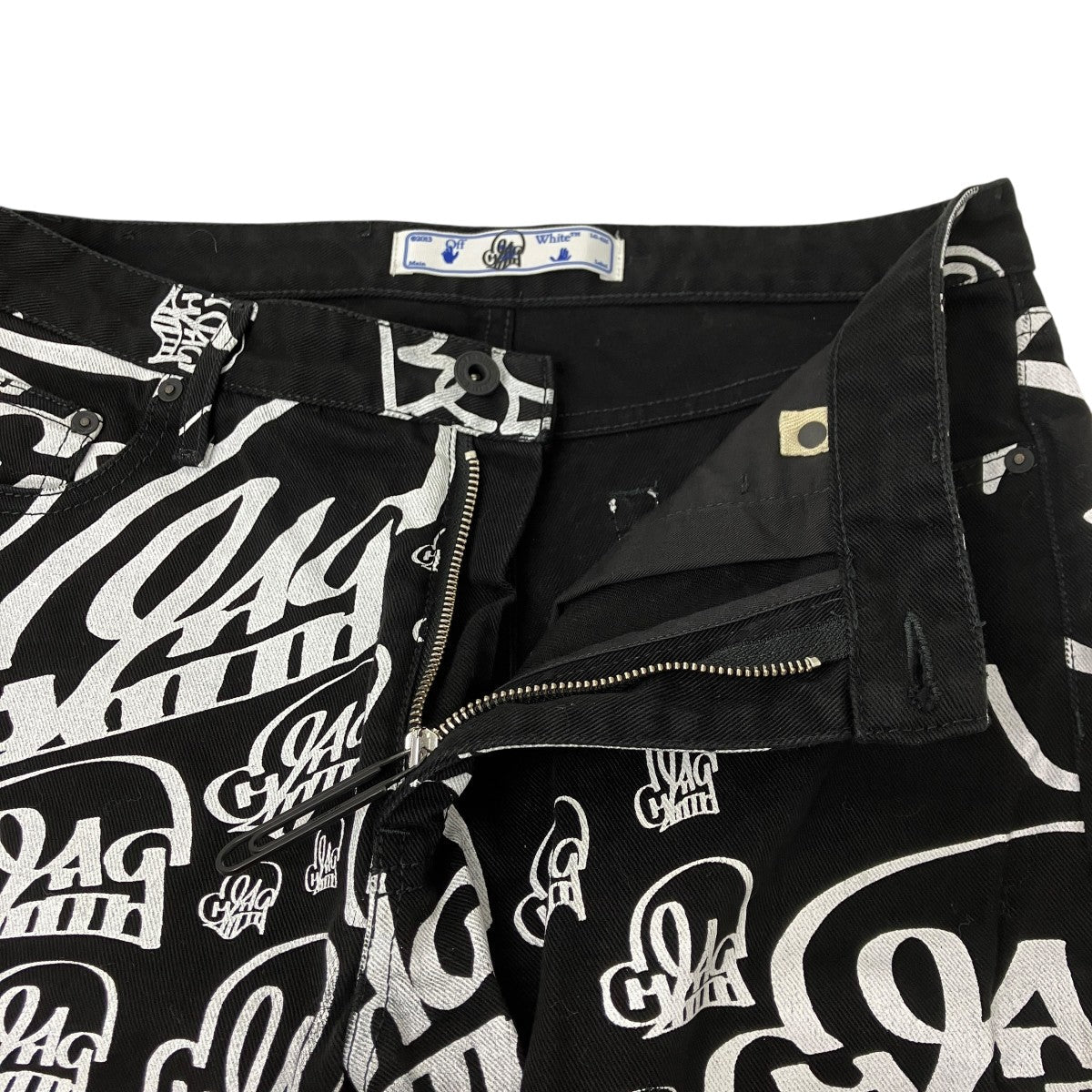 Off-White Denim Pants Black/White - Pre-owned