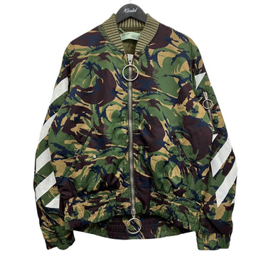 Off-White Camo Bias Logo Print Zip Jacket Green/Brown - Pre-owned