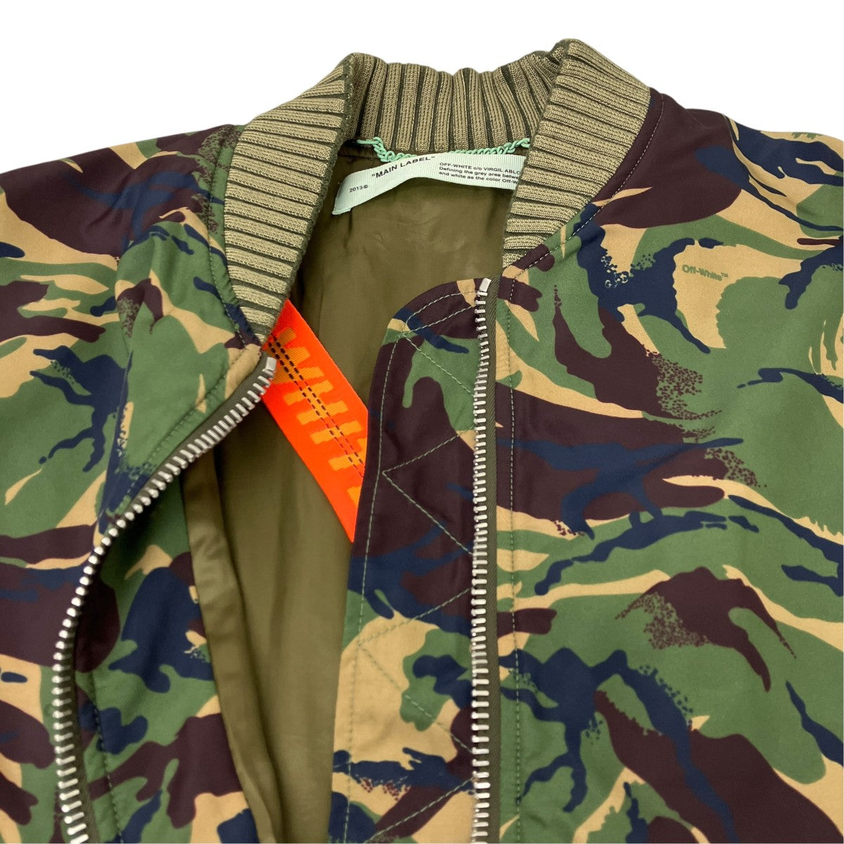 Off-White Camo Bias Logo Print Zip Jacket Green/Brown - Pre-owned