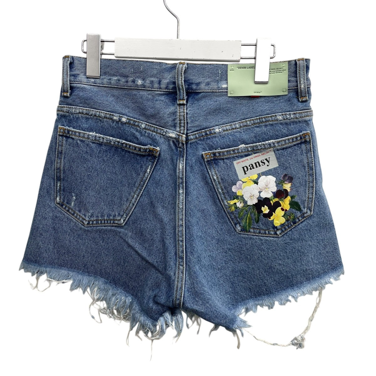 Off-White denim Pansy Print Shorts Cut-off Denim Shorts Indigo - Pre-owned