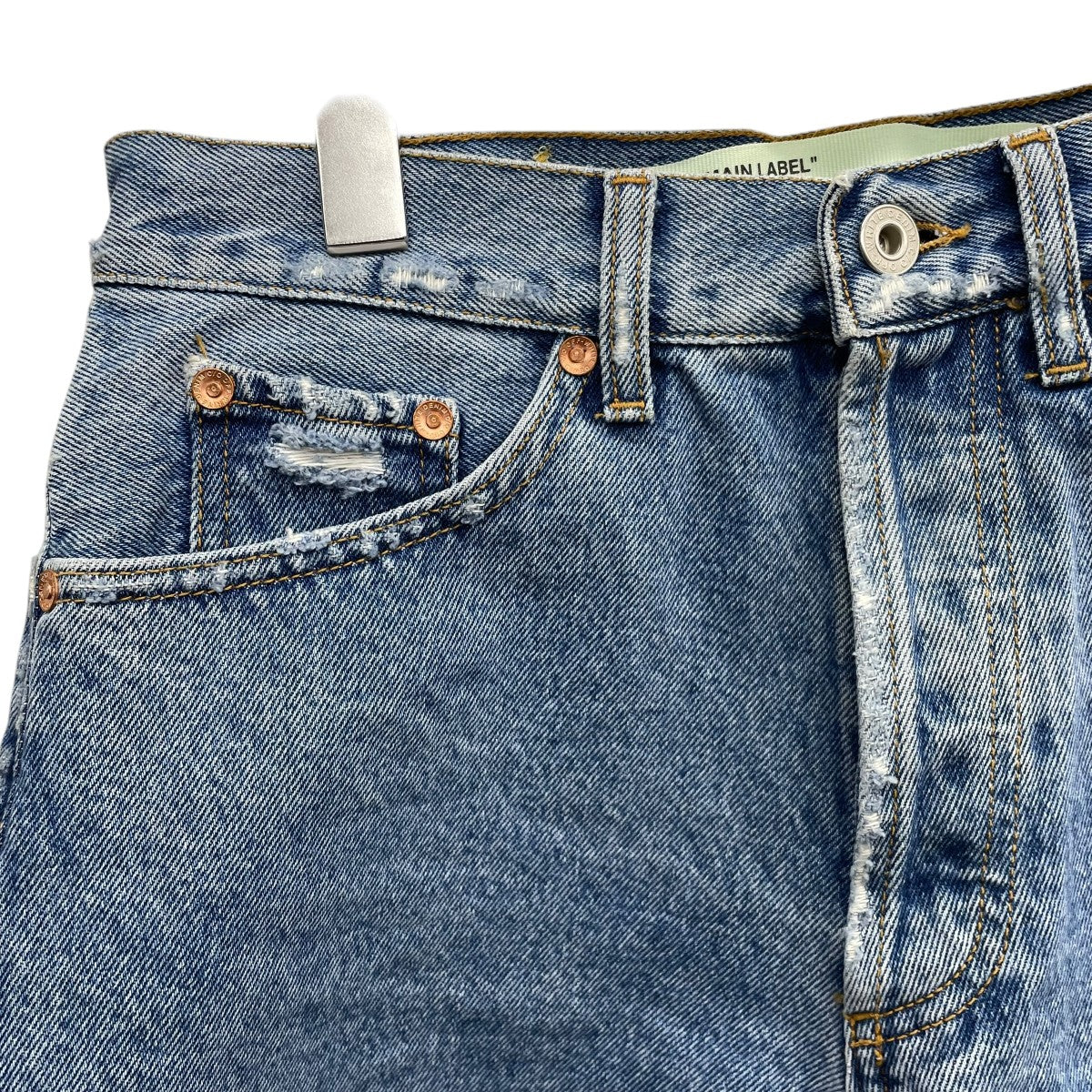Off-White denim Pansy Print Shorts Cut-off Denim Shorts Indigo - Pre-owned
