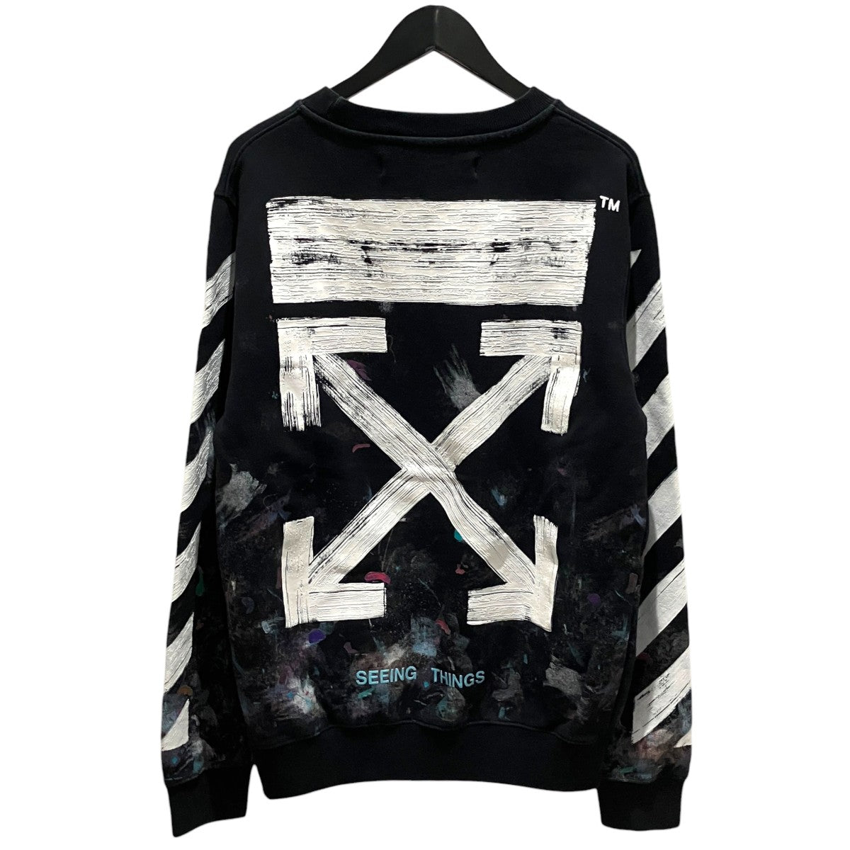 Off-White diag Galaxy Brushed Crewnec Back Arrow Sweat Black - Pre-owned