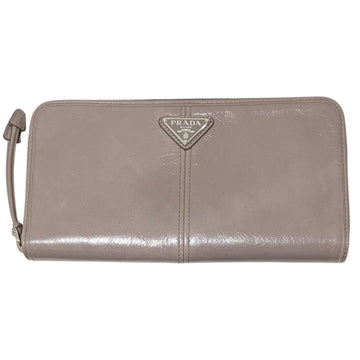 Prada Round Zip Wallet Gray - Pre-owned