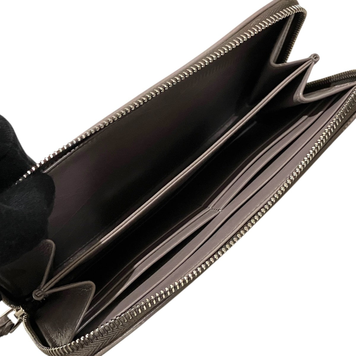 Prada Round Zip Wallet Gray - Pre-owned