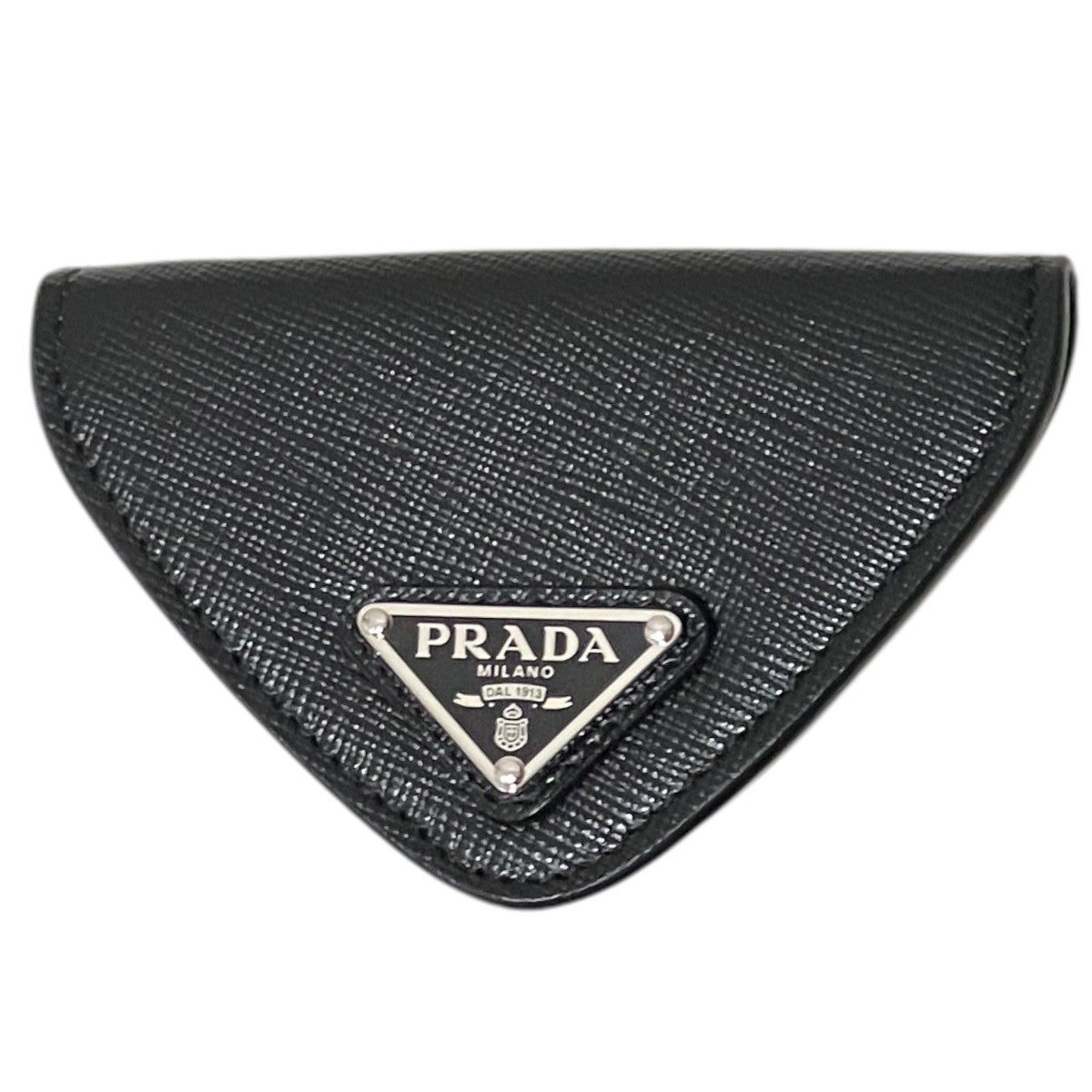 Prada [saffiano Leather Triangle Coin Case] Coin Case Black - Pre-owned