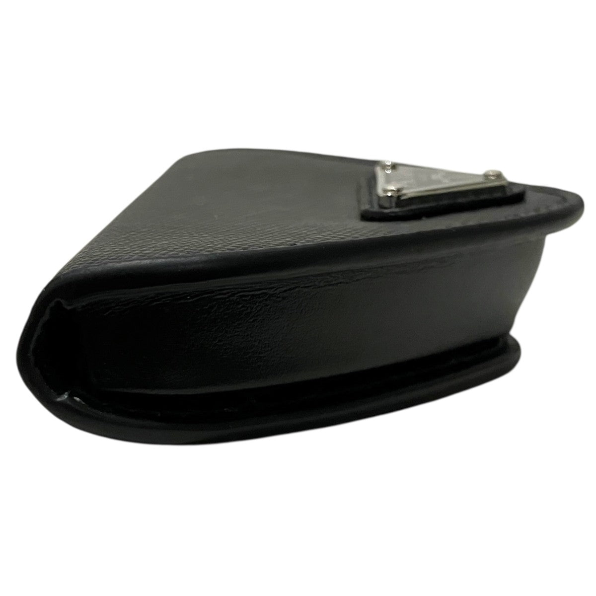 Prada [saffiano Leather Triangle Coin Case] Coin Case Black - Pre-owned