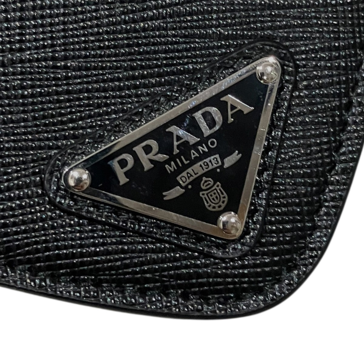 Prada [saffiano Leather Triangle Coin Case] Coin Case Black - Pre-owned