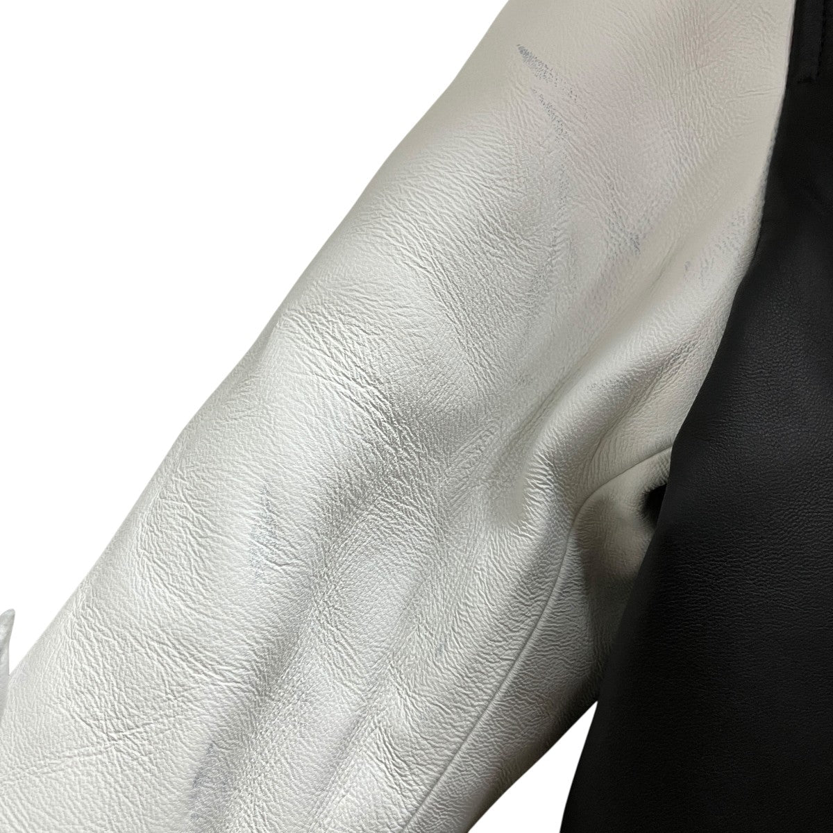 Off-White Leather Varsity Jacket Black/White - Pre-owned