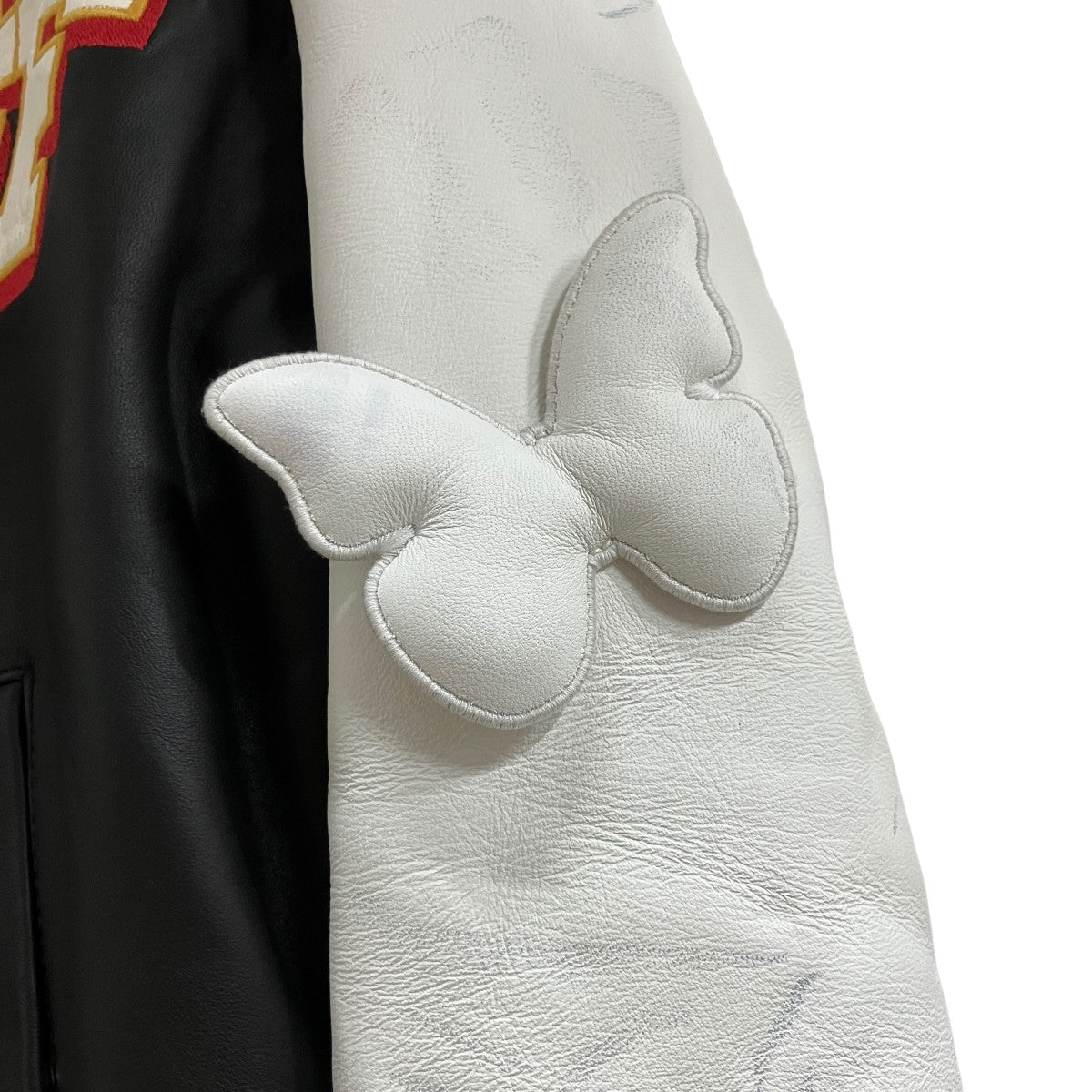 Off-White Leather Varsity Jacket Black/White - Pre-owned