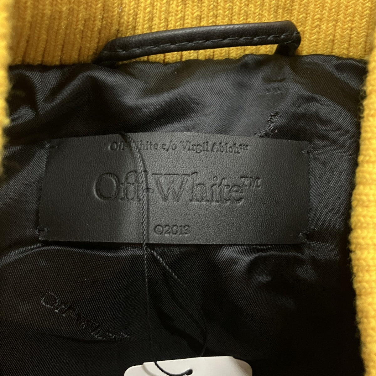 Off-White Leather Varsity Jacket Black/White - Pre-owned