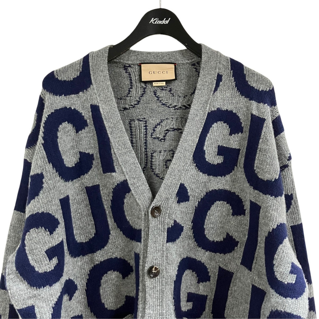 Gucci Logo Pattern Wool Cardigan Grey Blue (SS24)
