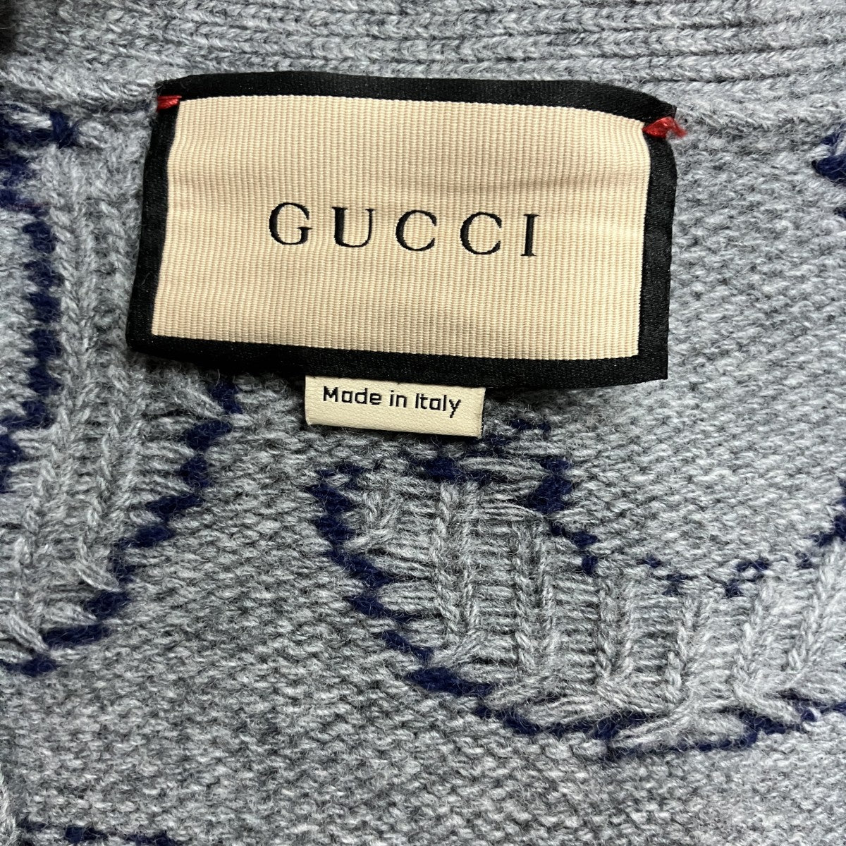 Gucci Logo Pattern Wool Cardigan Grey Blue (SS24) - Pre-owned
