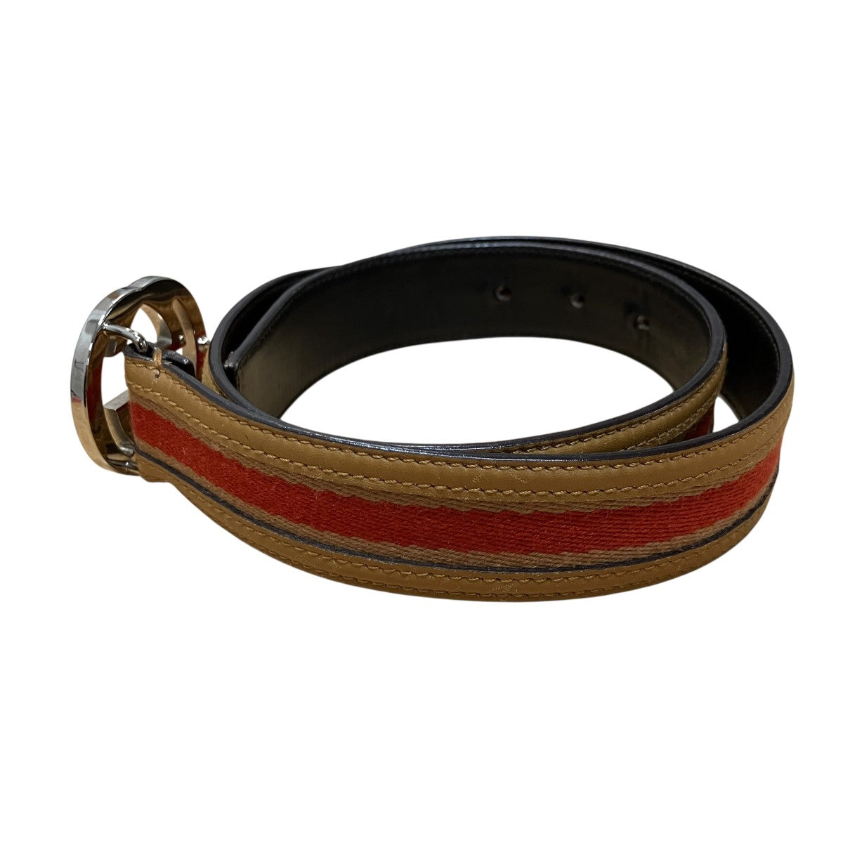 Gucci GG Logo Belt Silver Brown - Pre-owned