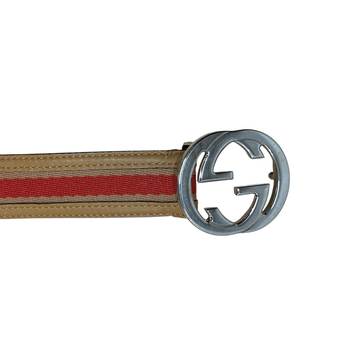Gucci GG Logo Belt Silver Brown - Pre-owned