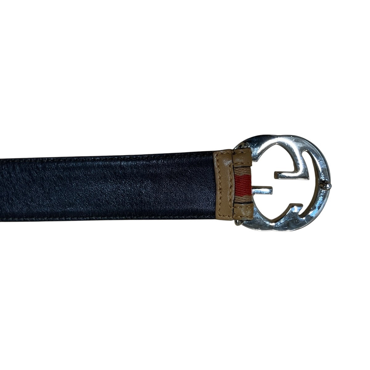 Gucci GG Logo Belt Silver Brown - Pre-owned