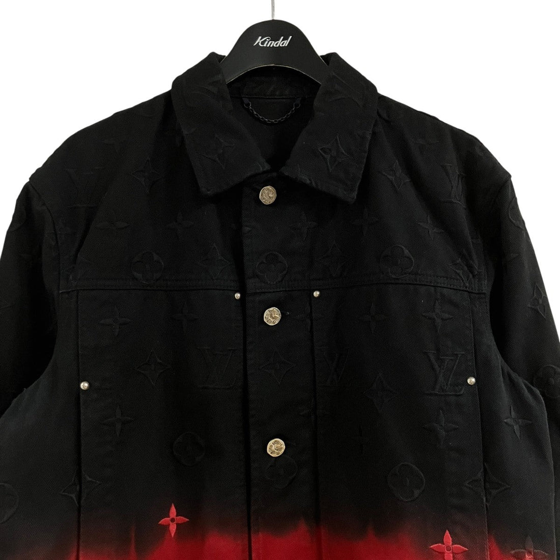 Louis Vuitton Monogram Faded Denim Jacket Black Red