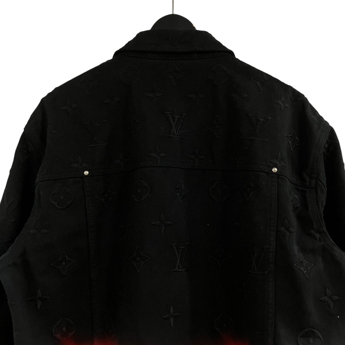 Louis Vuitton Monogram Faded Denim Jacket Black Red - Pre-owned