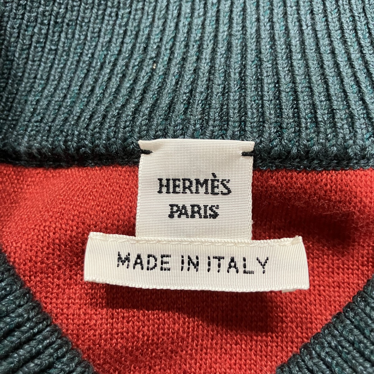 Hermes Grand Tralala Silk Twill Zip Up Blouson Khaki Red - Pre-owned