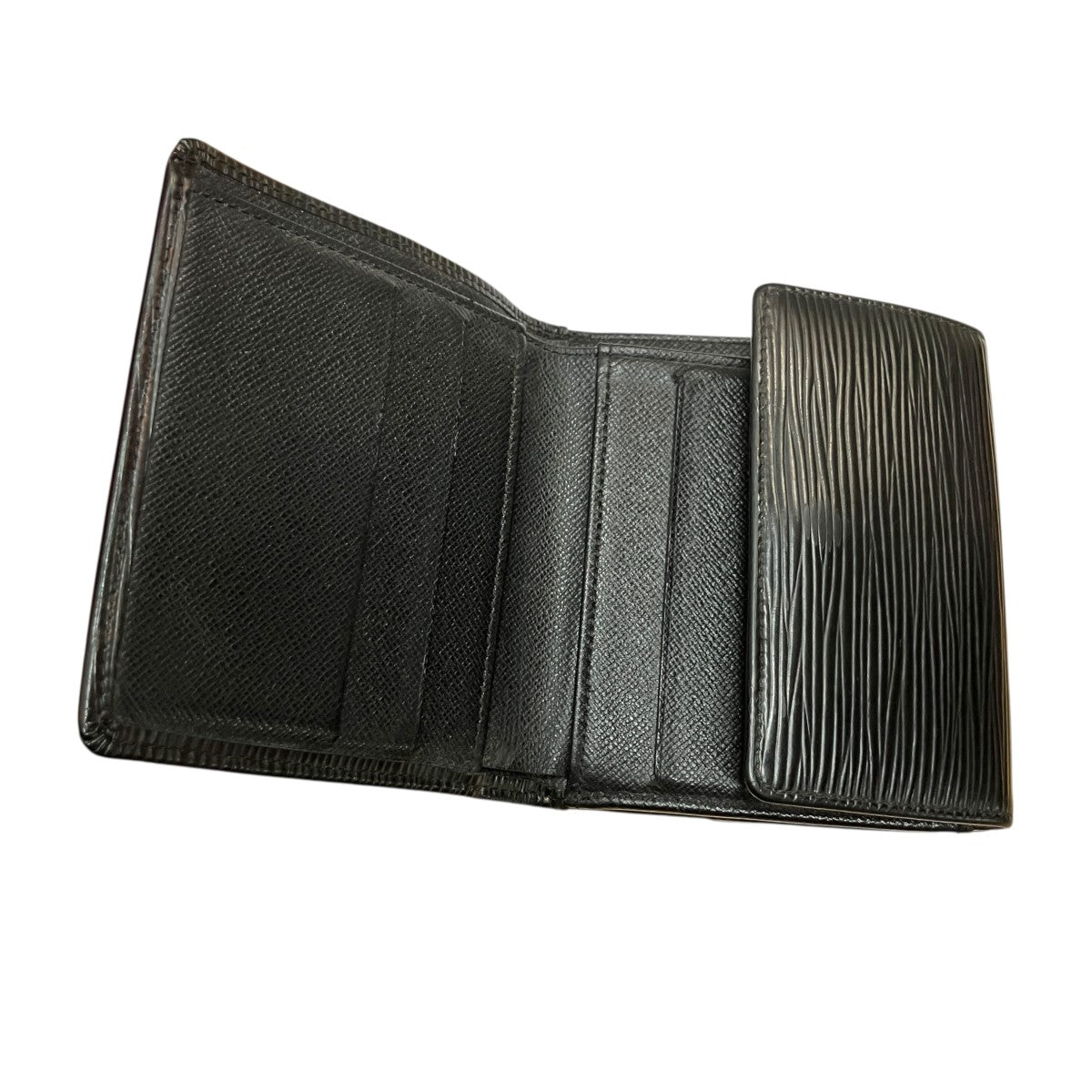 Louis Vuitton Epi Porto Monet Pied Cult Credit Compact Wallet Trifold Wallet Black - Pre-owned