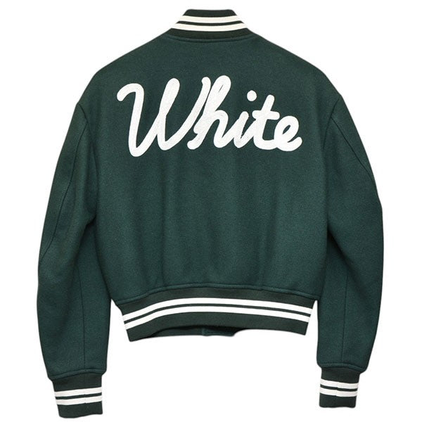 Off-White Virsity Stadium Jacket Wool Stadium Jacket Green - Pre-owned