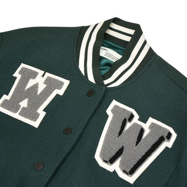 Off-White Virsity Stadium Jacket Wool Stadium Jacket Green - Pre-owned