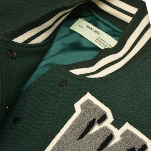 Off-White Virsity Stadium Jacket Wool Stadium Jacket Green - Pre-owned