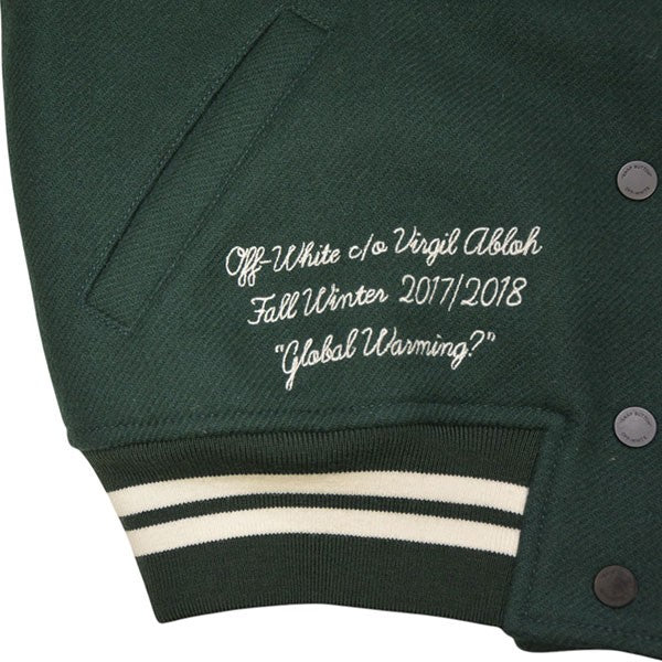 Off-White Virsity Stadium Jacket Wool Stadium Jacket Green - Pre-owned