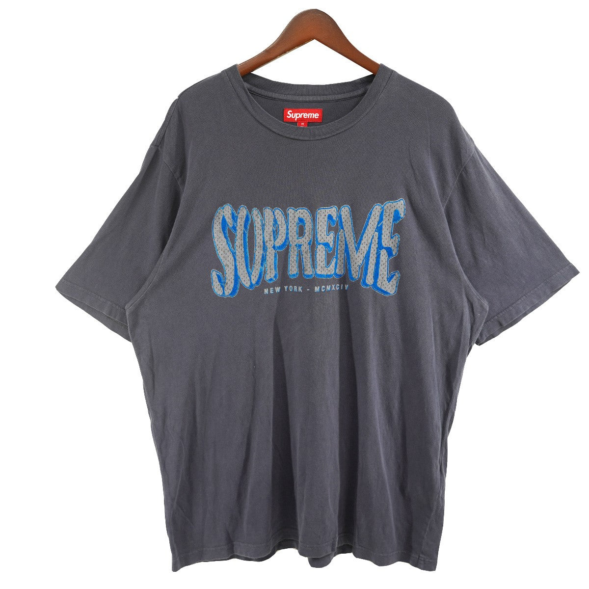 Supreme Flocked Washed S/S Top Navy (SS25) - Pre-owned