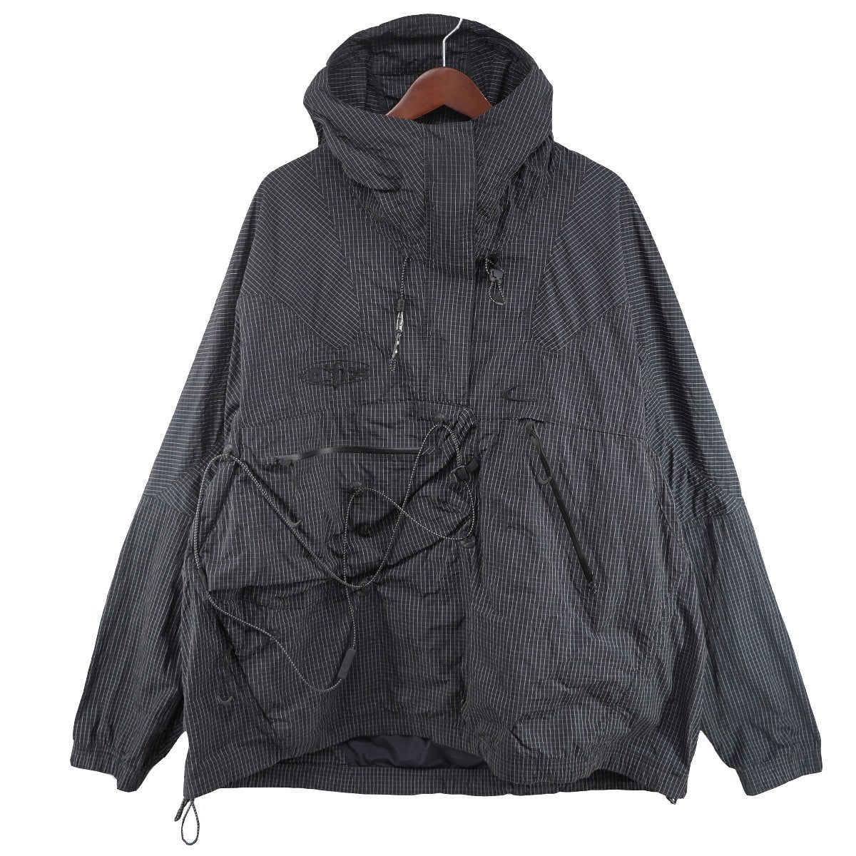 Nike x Off-White AS M NRG MC Anorak Logo Check Anorak Pullover Hooded Half Zip Jacket Black - Pre-owned