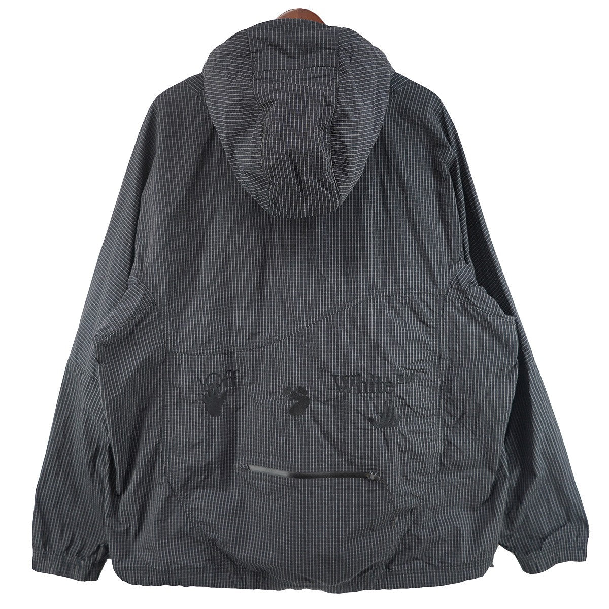 Nike x Off-White AS M NRG MC Anorak Logo Check Anorak Pullover Hooded Half Zip Jacket Black - Pre-owned