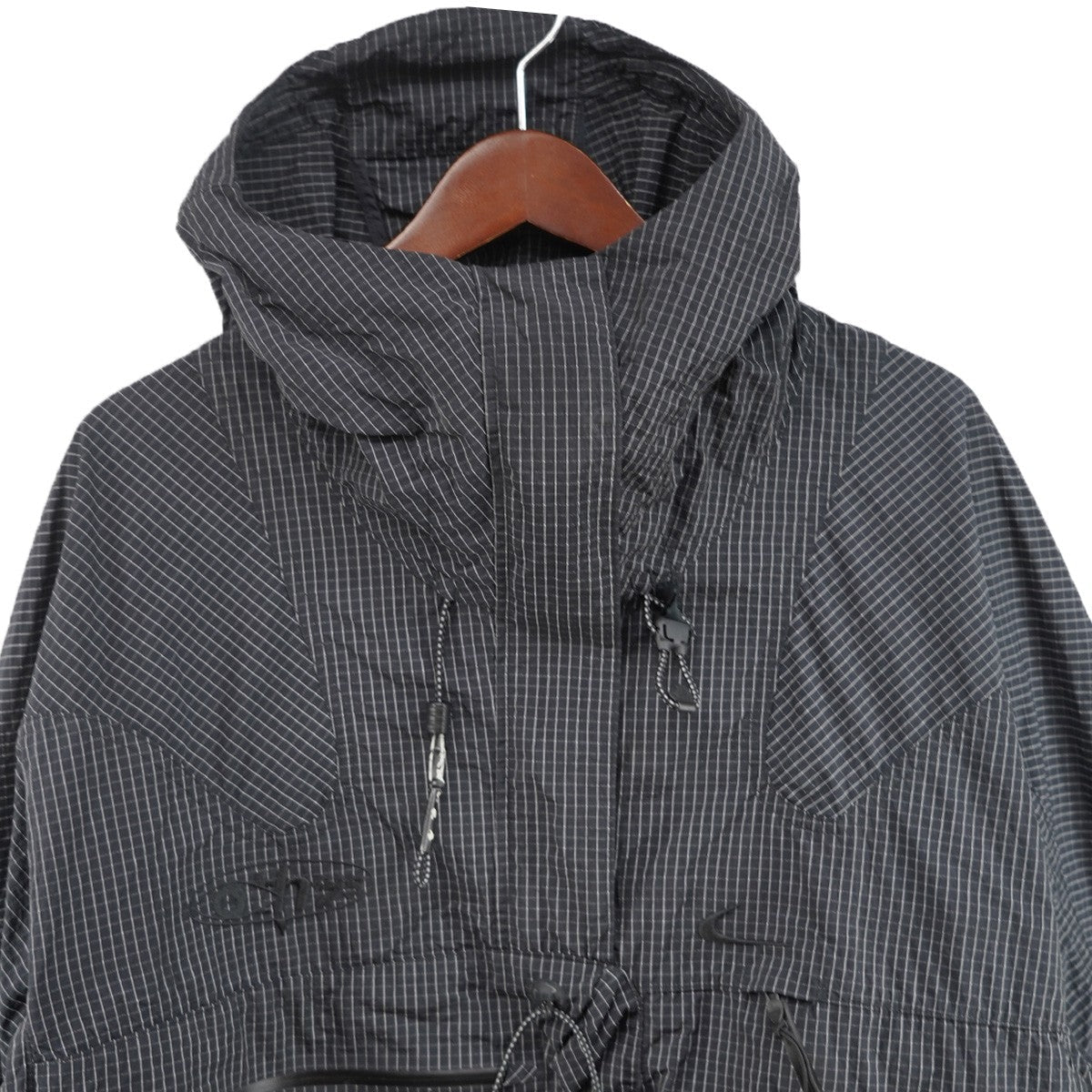 Nike x Off-White AS M NRG MC Anorak Logo Check Anorak Pullover Hooded Half Zip Jacket Black - Pre-owned