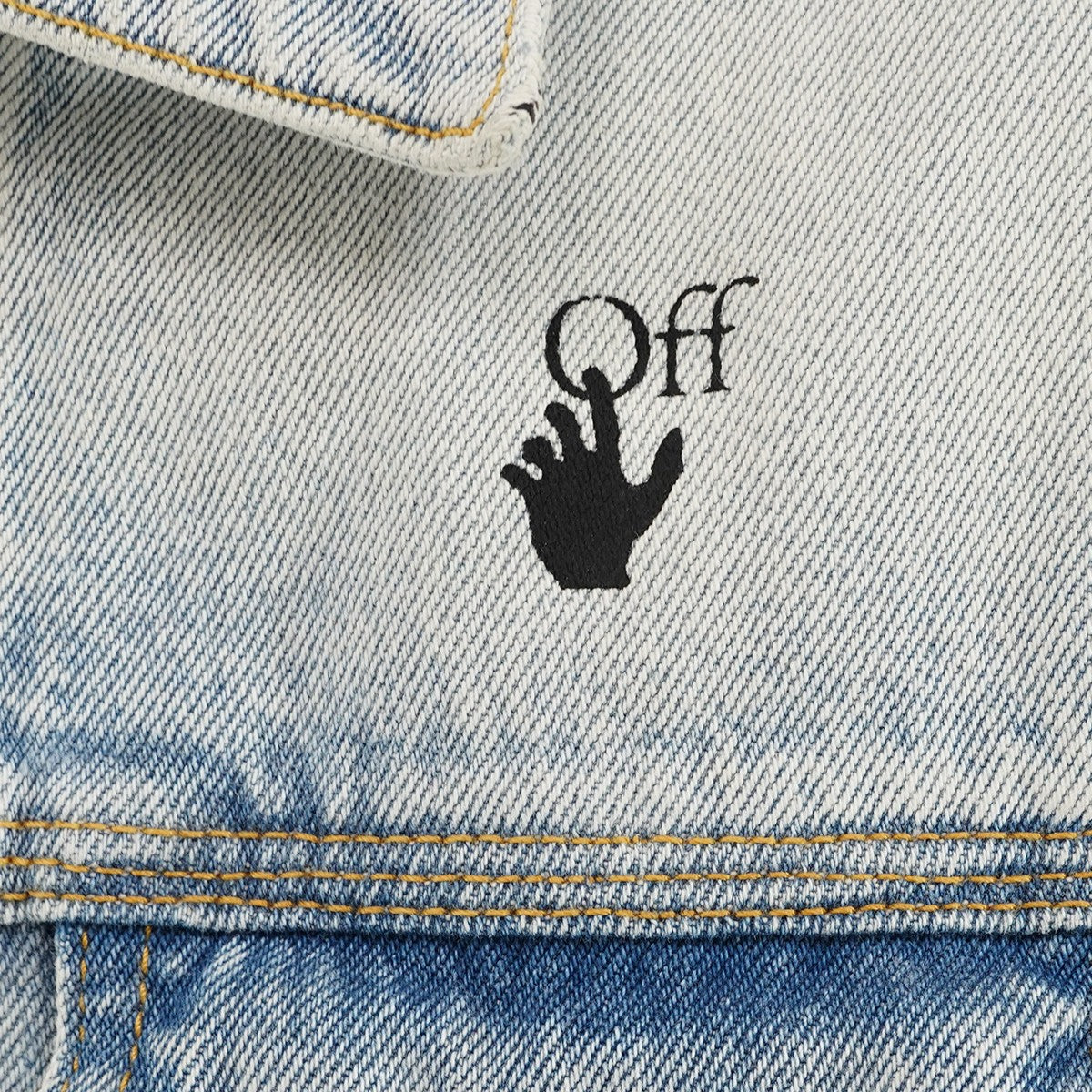 Off-White Virgil Period 21SS Monalisa Slim Denim Jacket Mona Lisa Graphic Logo Slim Denim Jacket Wash Blue - Pre-owned